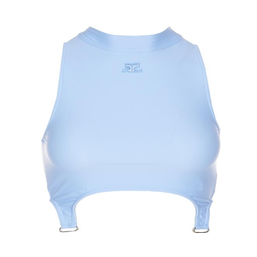 logo embroidered high neck crop top