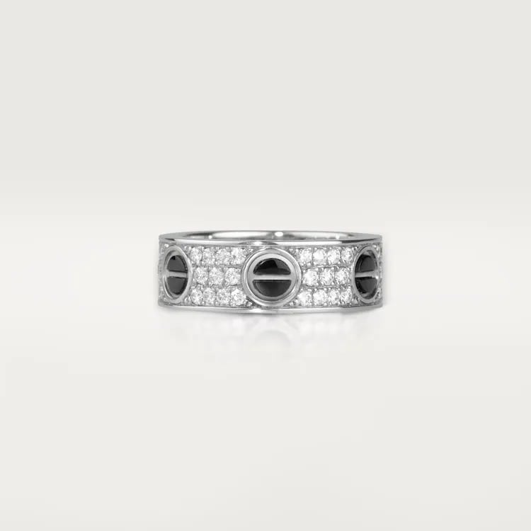LOVE RING, SET WITH DIAMOND PAVÉ, CERAMIC
