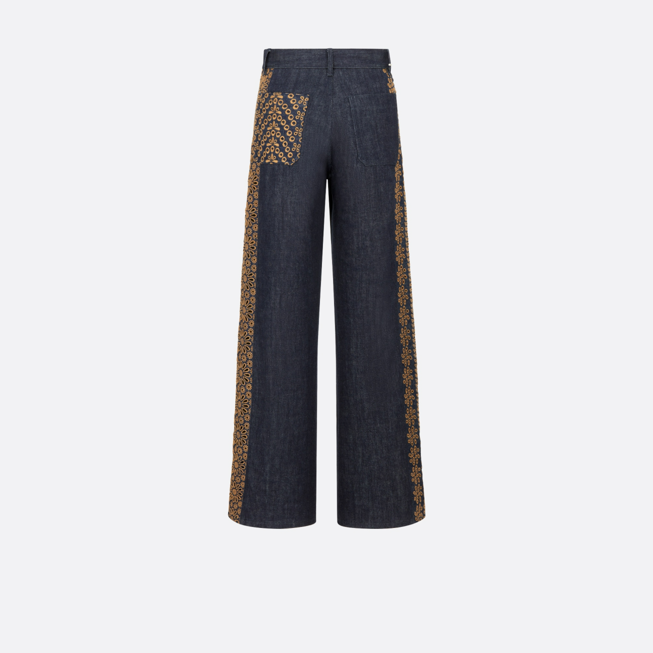 cotton denim flower embroidered pants