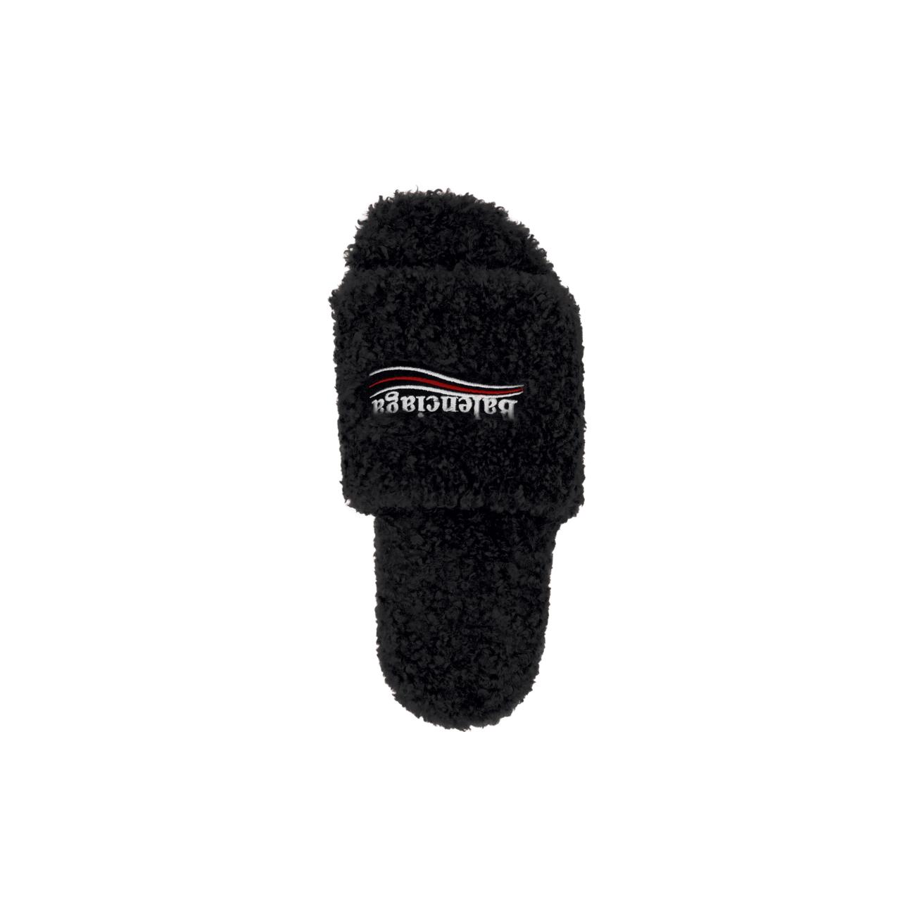 FURRY SLIDE SANDALS FOR WOMEN IN BLACK