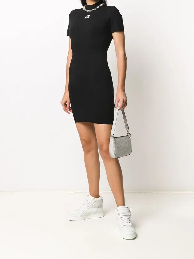 LOGO PATCH MINI DRESS  BLACK