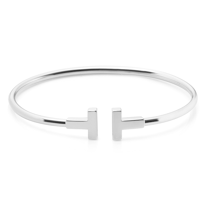 Tiffany T Wire M 18K White Gold Bracelet