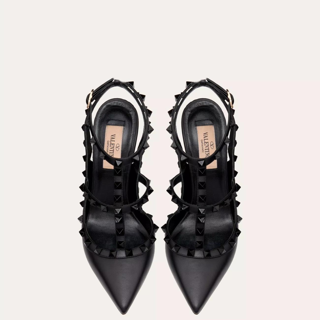 TONE ON TONE STUD EMBELLISHED ROCKSTUD STRAP PUMPS 100MM