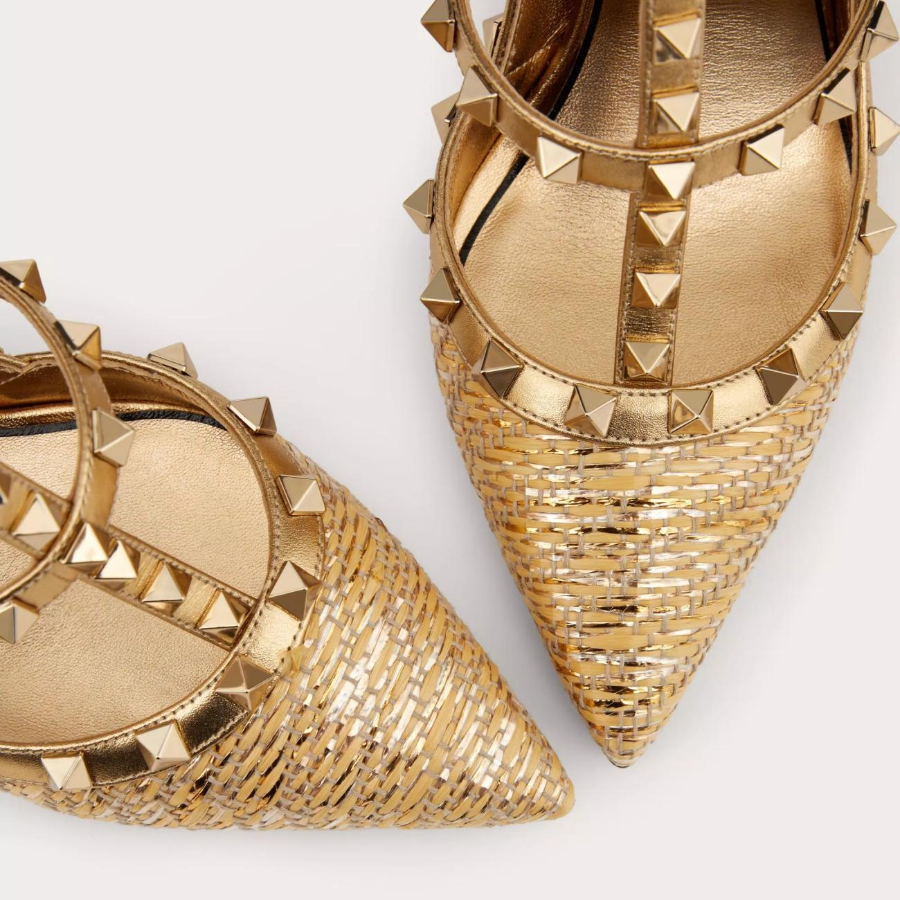 ROCKSTUD RAFFIA STRAP PUMPS 100MM
