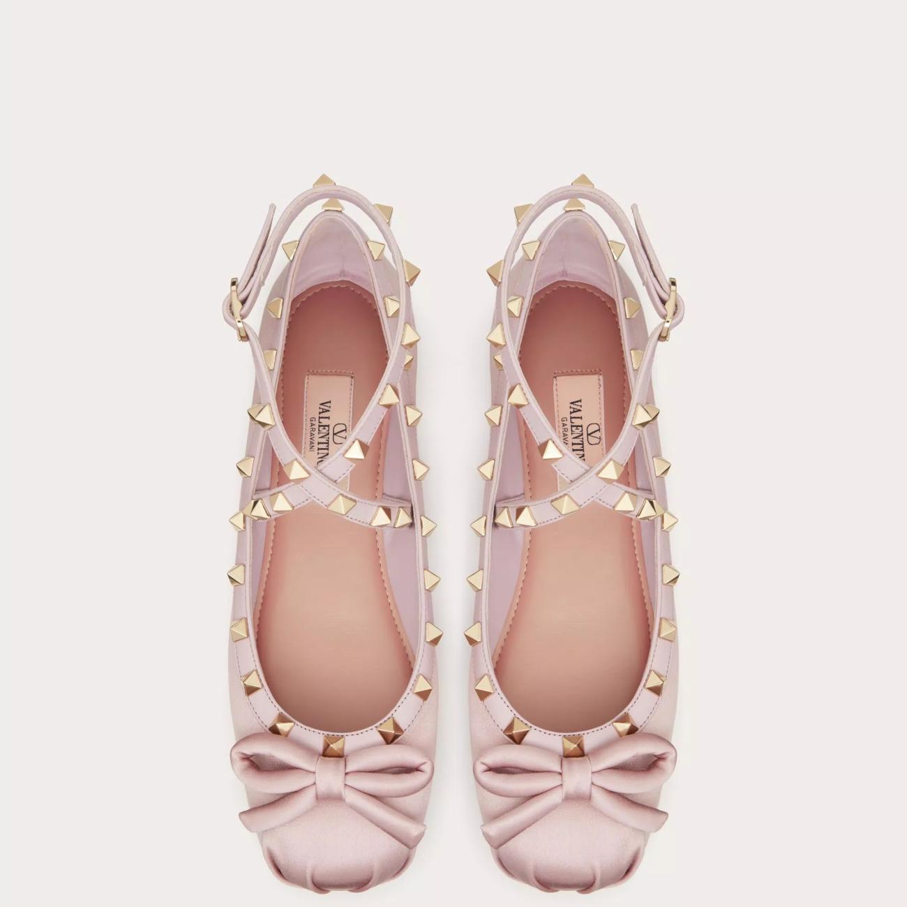 ROCKSTUD SATIN BALLERINA