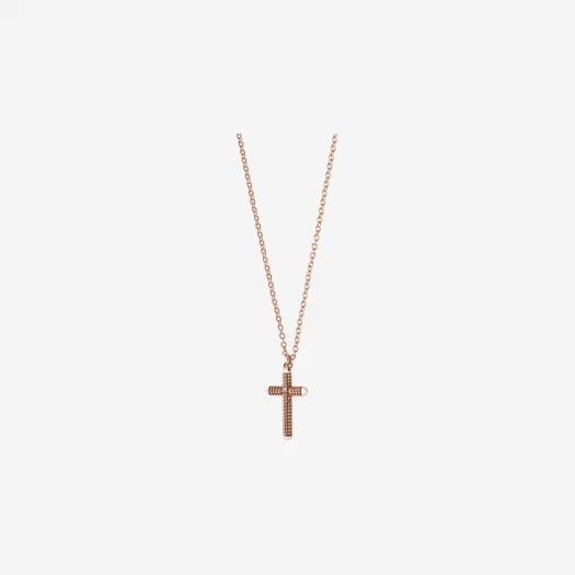 Damiani Metropolitan Diamond Cross Necklace Pink Gold