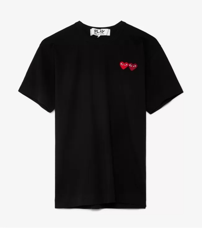 Black Double Heart Wappen Short Sleeve Tee