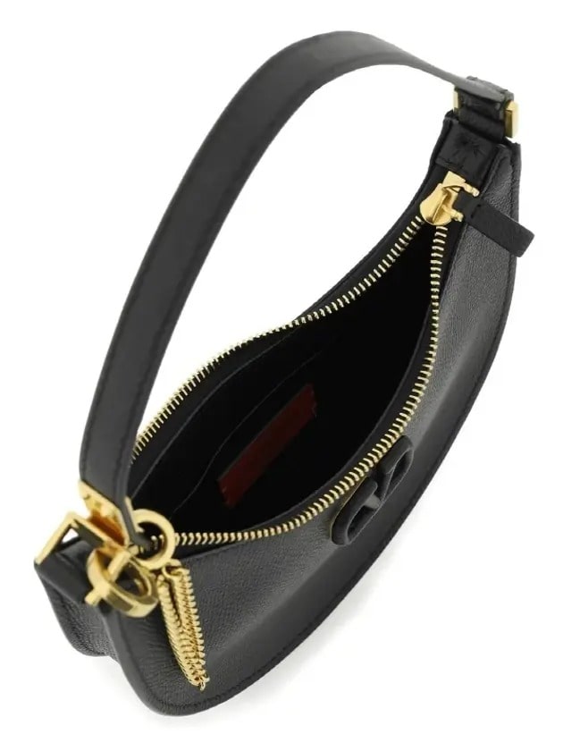 V logo hobo bag black