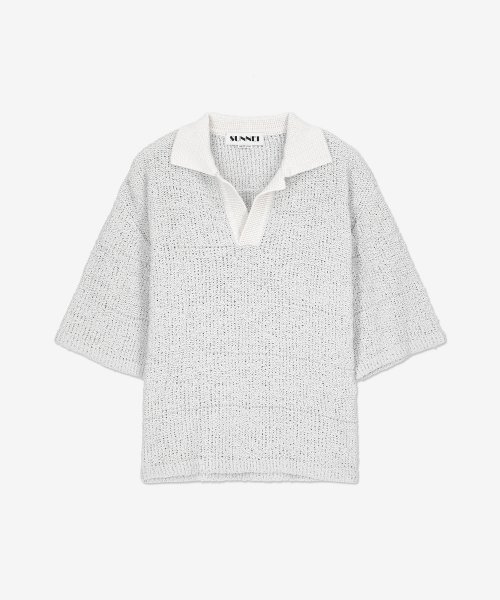 Men's Short Sleeves Polo Knit Shirt - Grey 