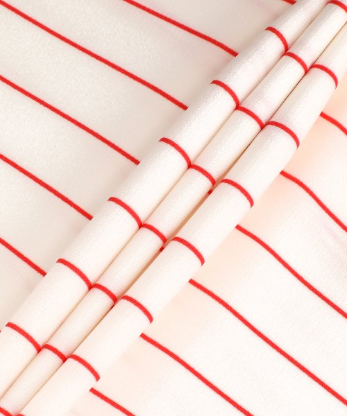 Men's short-sleeved shirt - Off-white: Red stripe