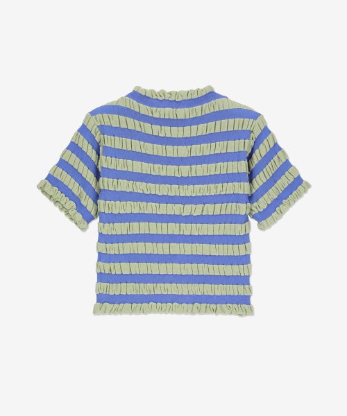 Women's wavy short sleeve top - Blue: Green