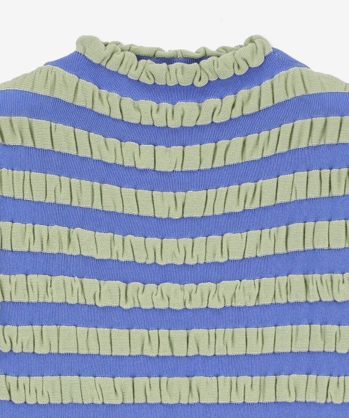 Women's wavy short sleeve top - Blue: Green