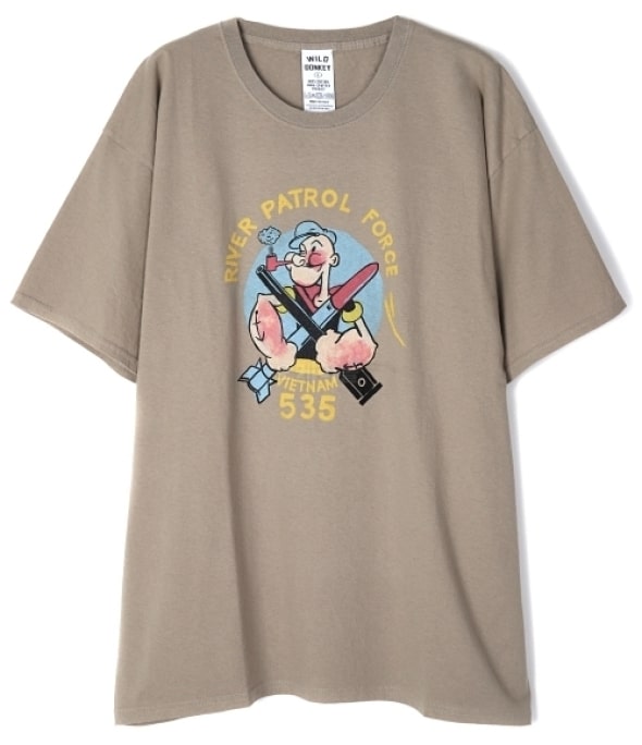 Graphic printing T-shirt khaki