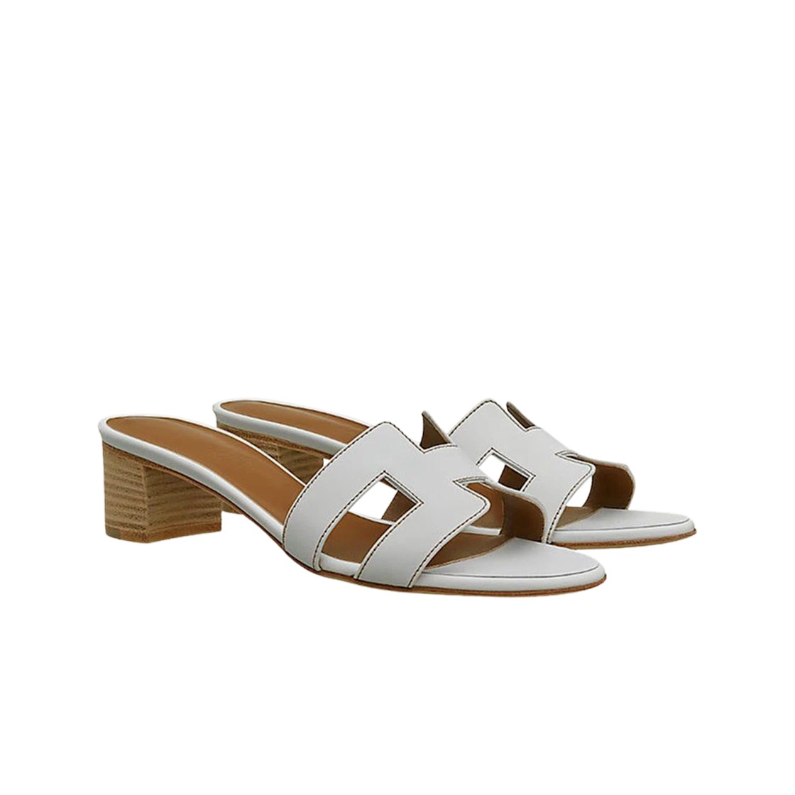 Hermes Oasis Sandal Calfskin & Blanc Piqueres Havane