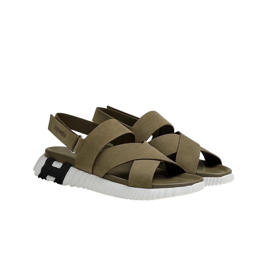 Hermes Electric Sandal Suede Goatskin & Vert Toundra
