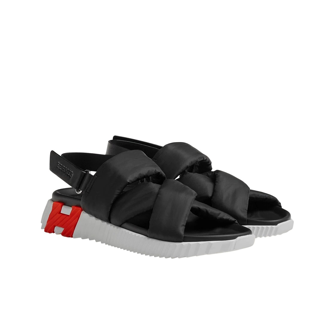 Hermes Electric Sandal Parachute Fabric Calfskin & Noir