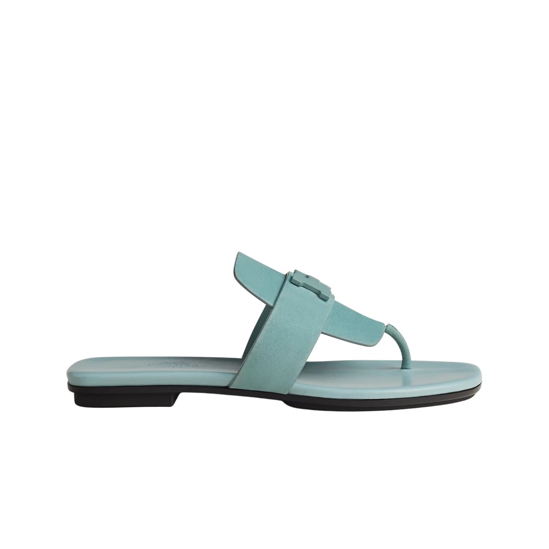 Hermes Galerie Sandal Suede Goatskin & Matte Sea Green Metal Vert Deau