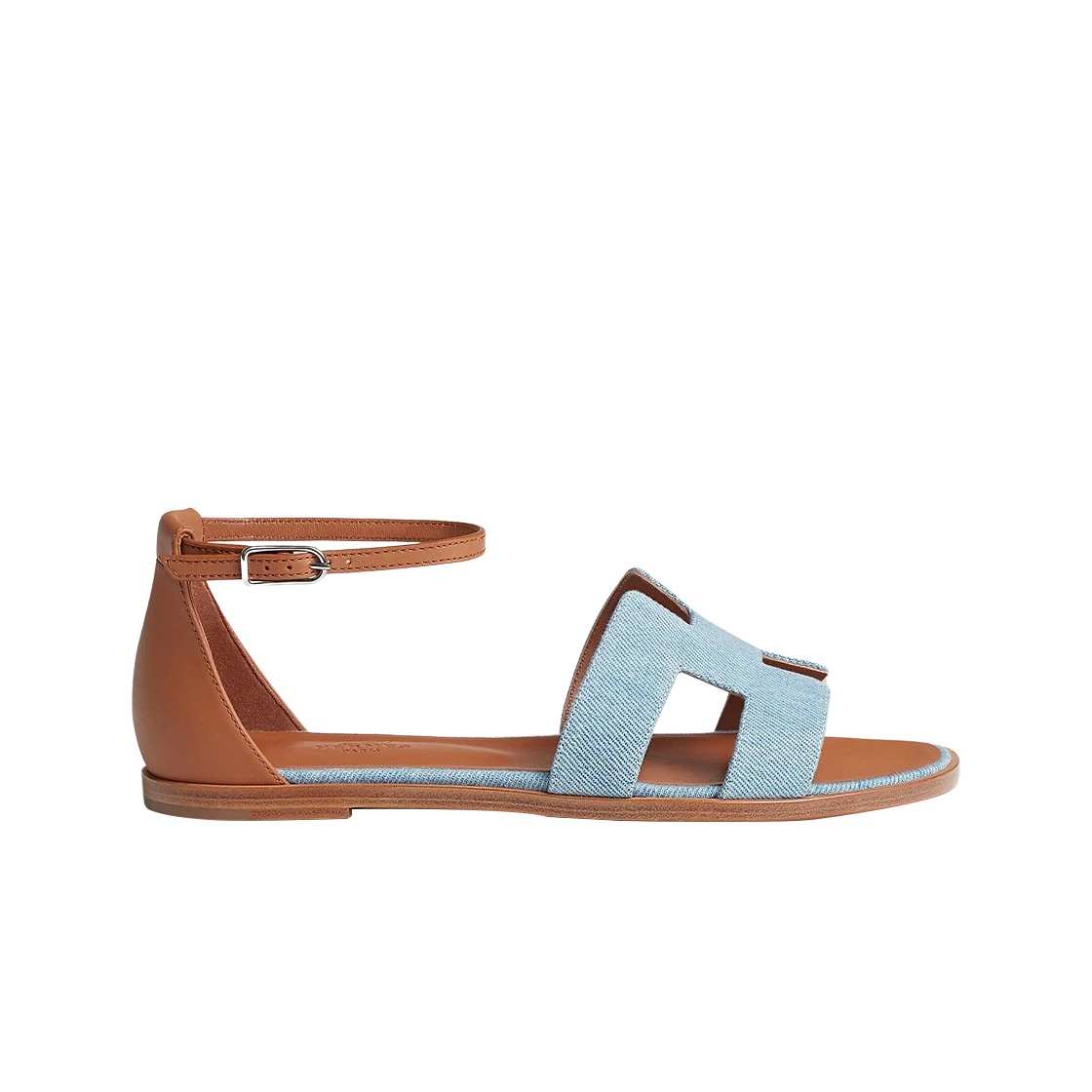 Hermes Santorini Sandal Denim Calfskin & Bleu Clair Naturel