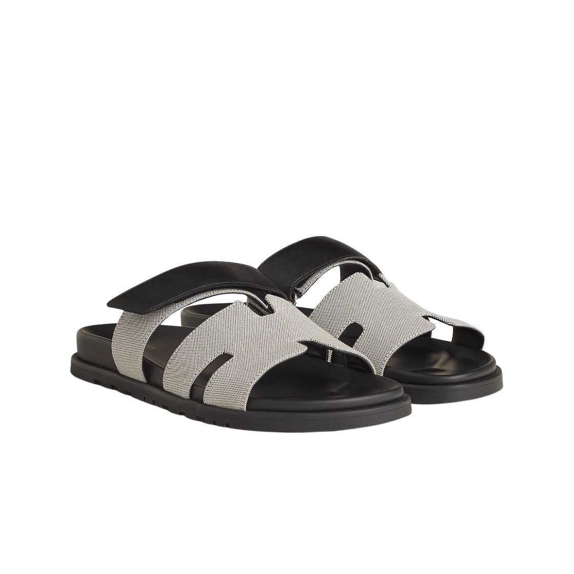 Hermes Chypre Sandal Canvas Calfskin & Prunoir Noir