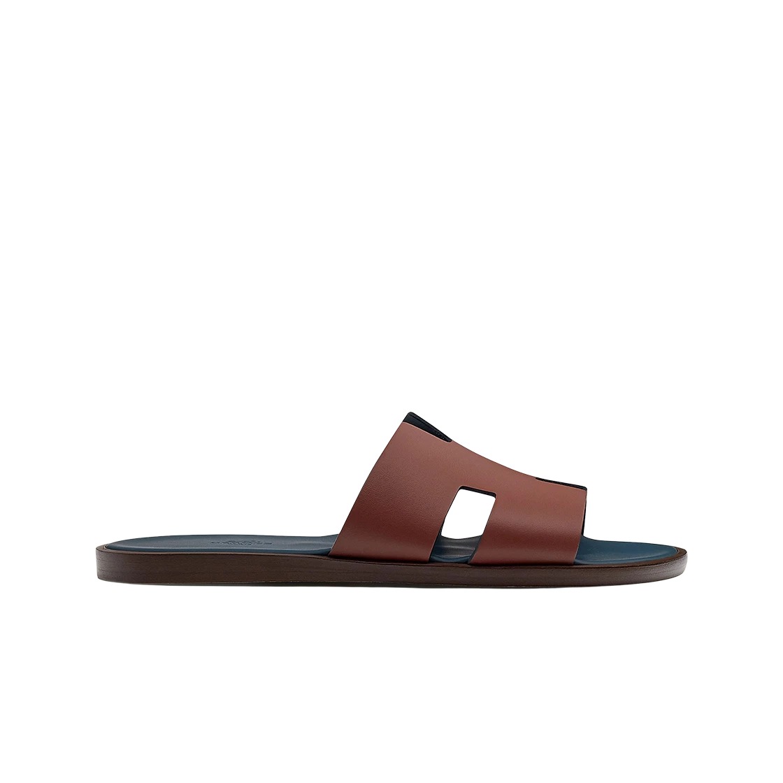 Hermes Izmir Sandal Calfskin & Brun Acajou Bleu Celeste