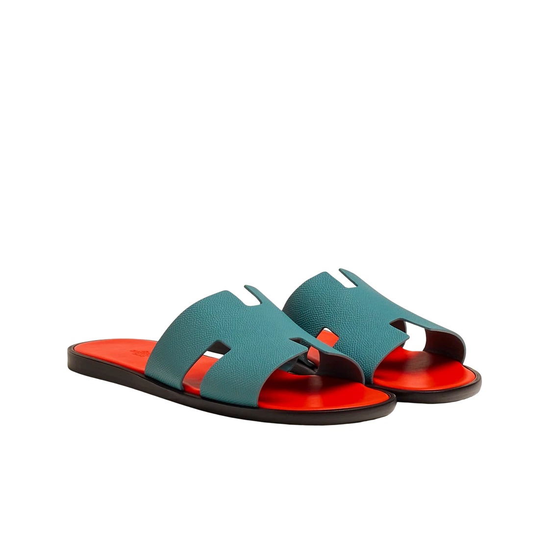 Hermes Izmir Sandal Epsom & Bleu Bleuet Orange
