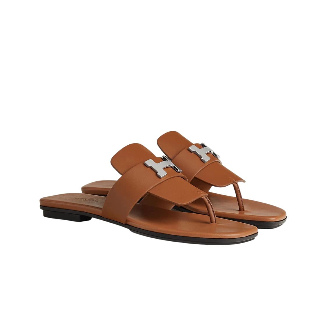 (W) Hermes Galerie Sandal Calfskin & Palladium Naturel