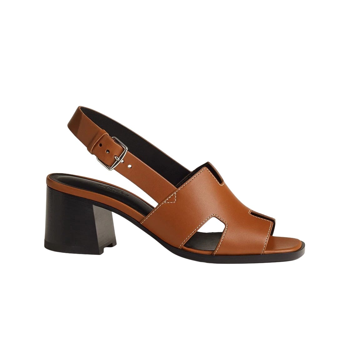 Hermes Elbe 60 Sandal Calfskin & Naturel