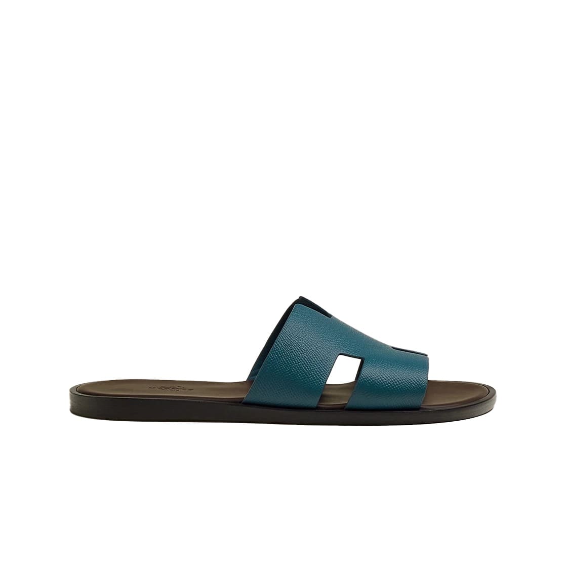 Hermes Izmir Sandal Epsom & Bleu Canard Marron Ebene