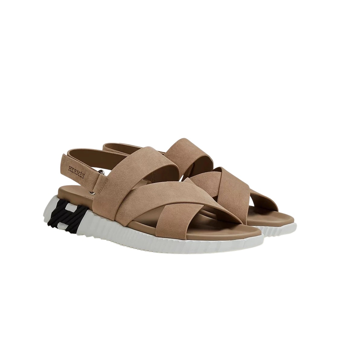 Hermes Electric Sandal Suede Goatskin & Beige Sable