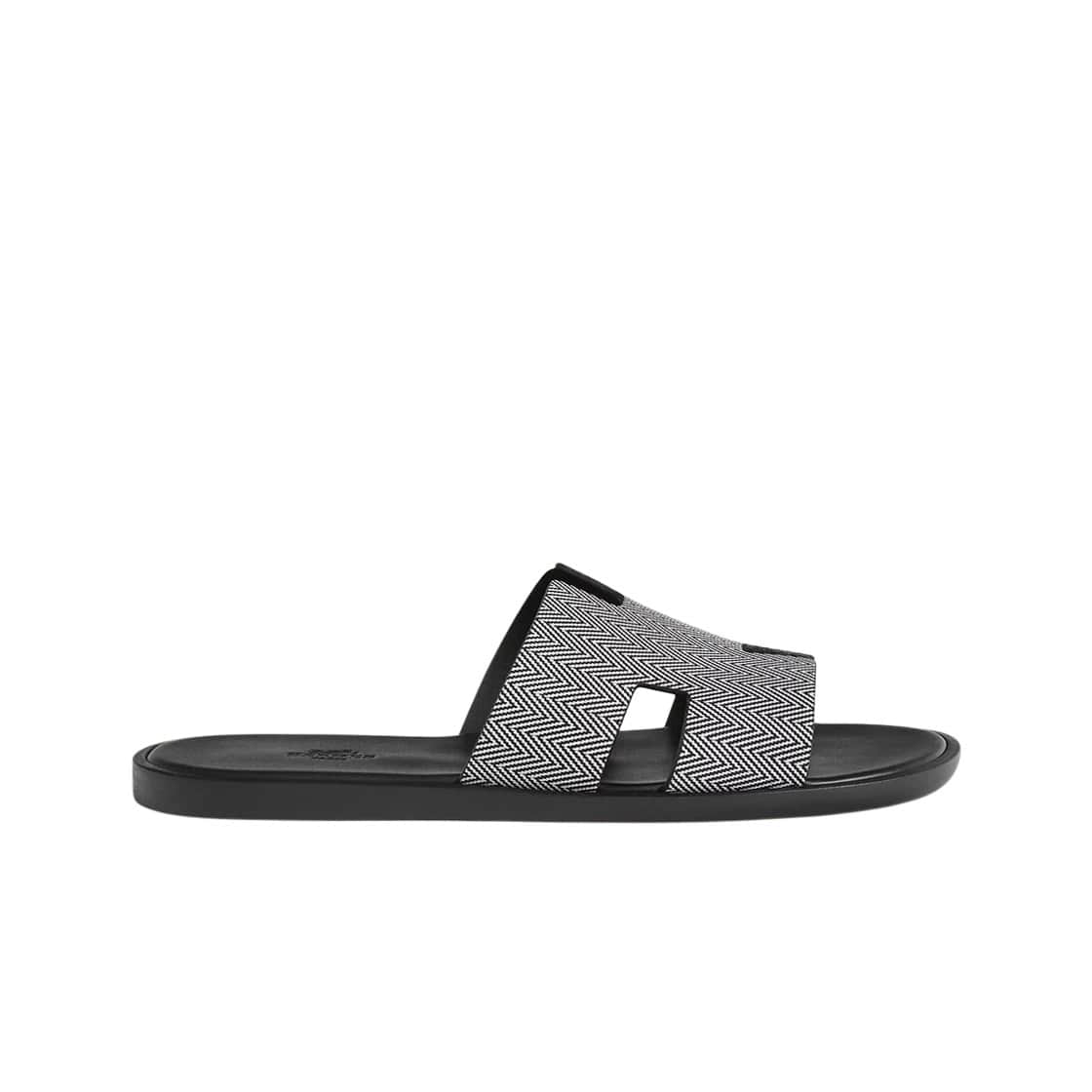Hermes Izmir Sandal Chevron & Noir Blanc