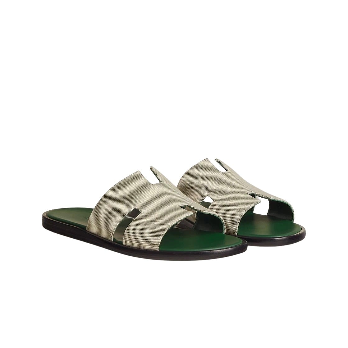 Hermes Izmir Sandal Canvas Calfskin & Vert