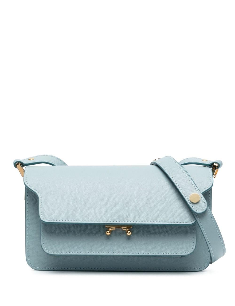 Women's Blue Textured-finish Leather Shoulder Bag