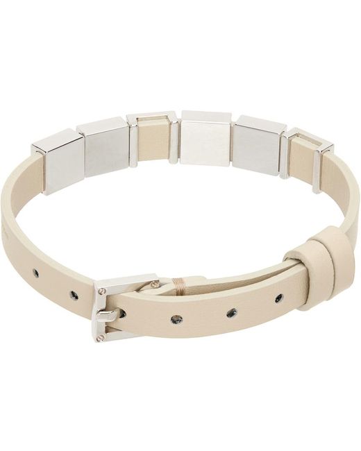 Beige leather logo bracelet