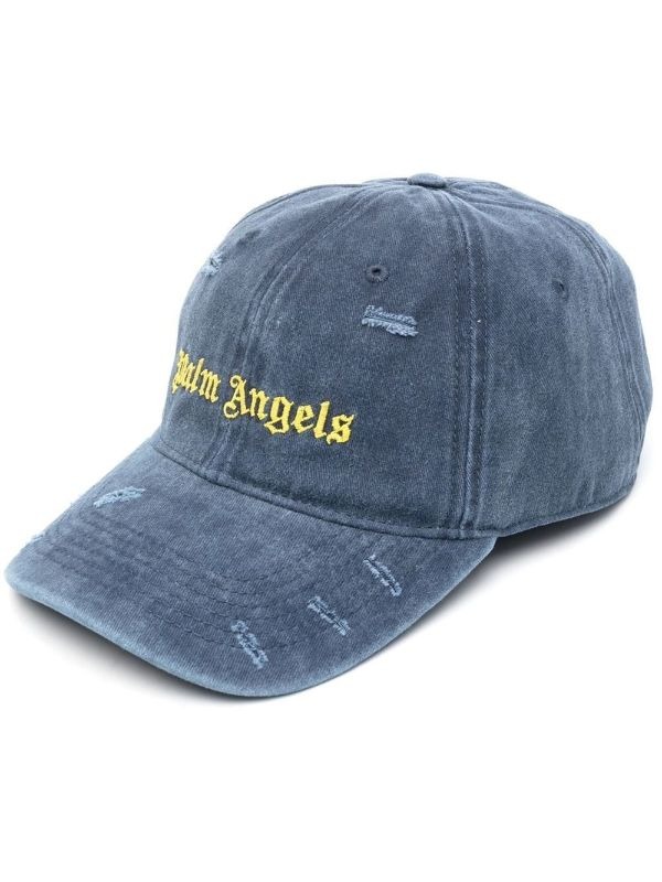 Logo embroidered distressed cap hat