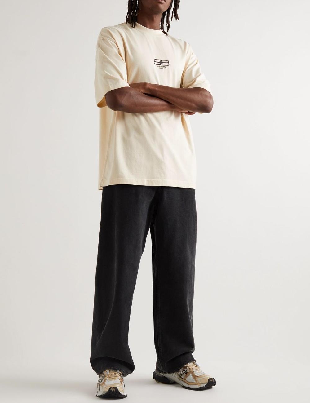 Embroidered Organic Cotton Jersey T-Shirt - Neutrals