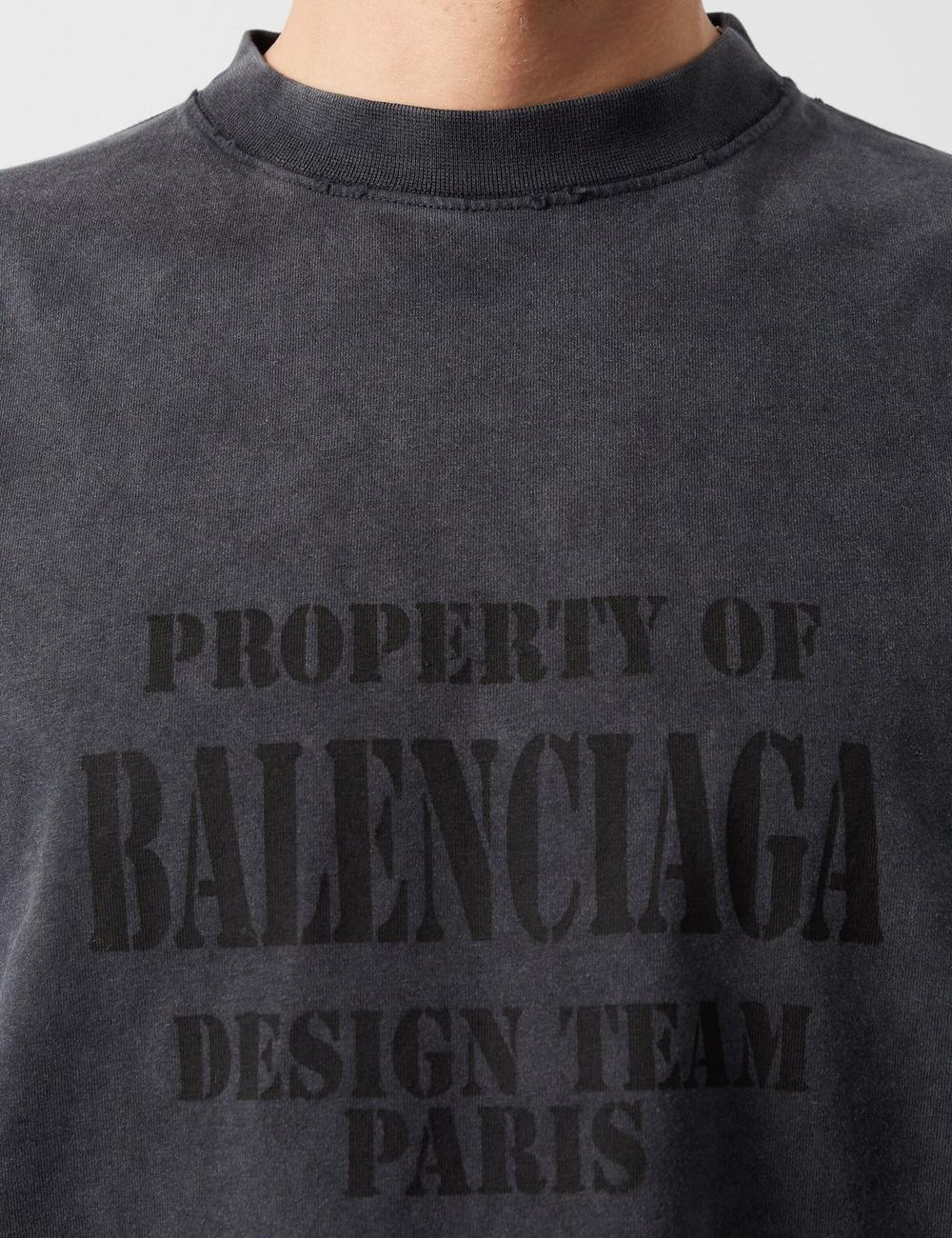 LOGO PRINTED DISTRESSED COTTON JERSEY T-SHIRT