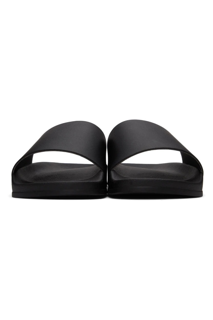 Black industrial belted slide sandals