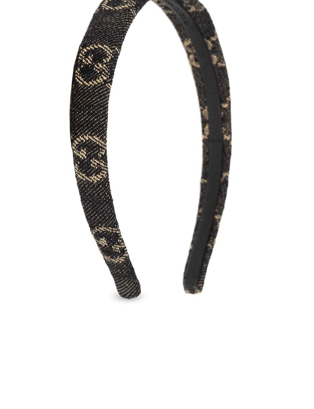 GG denim hair band black