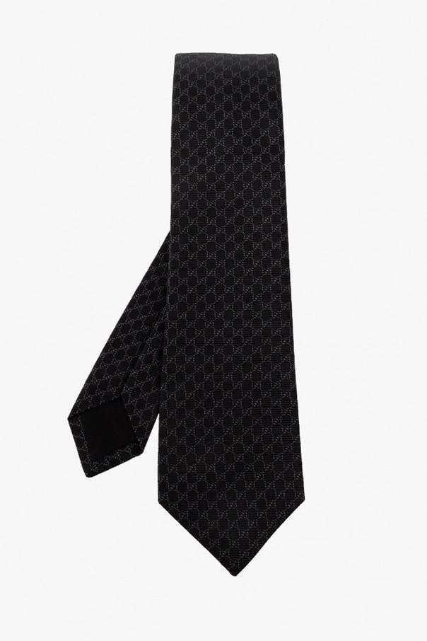 GG silk jacquard tie black