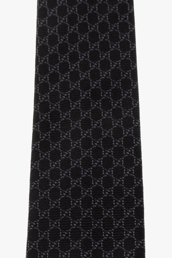 GG silk jacquard tie black