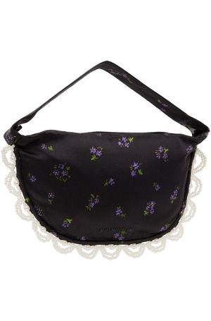 Black floral shoulder bag