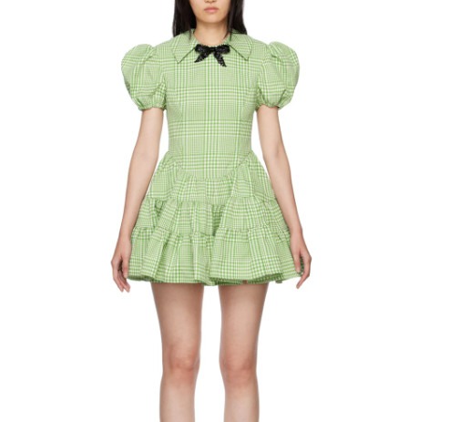 Green Check Minidress