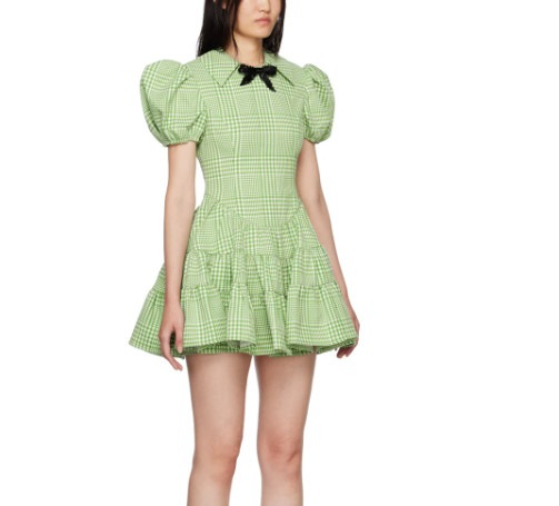 Green Check Minidress