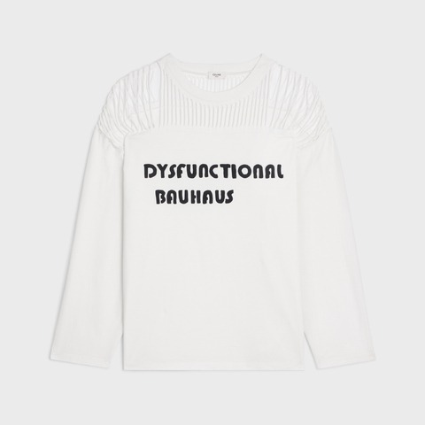 DYSFUNCTIONAL CUT T-SHIRT - COTTON JERSEY OFF WHITE/BLACK