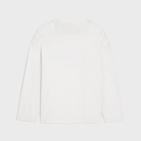 DYSFUNCTIONAL CUT T-SHIRT - COTTON JERSEY OFF WHITE/BLACK