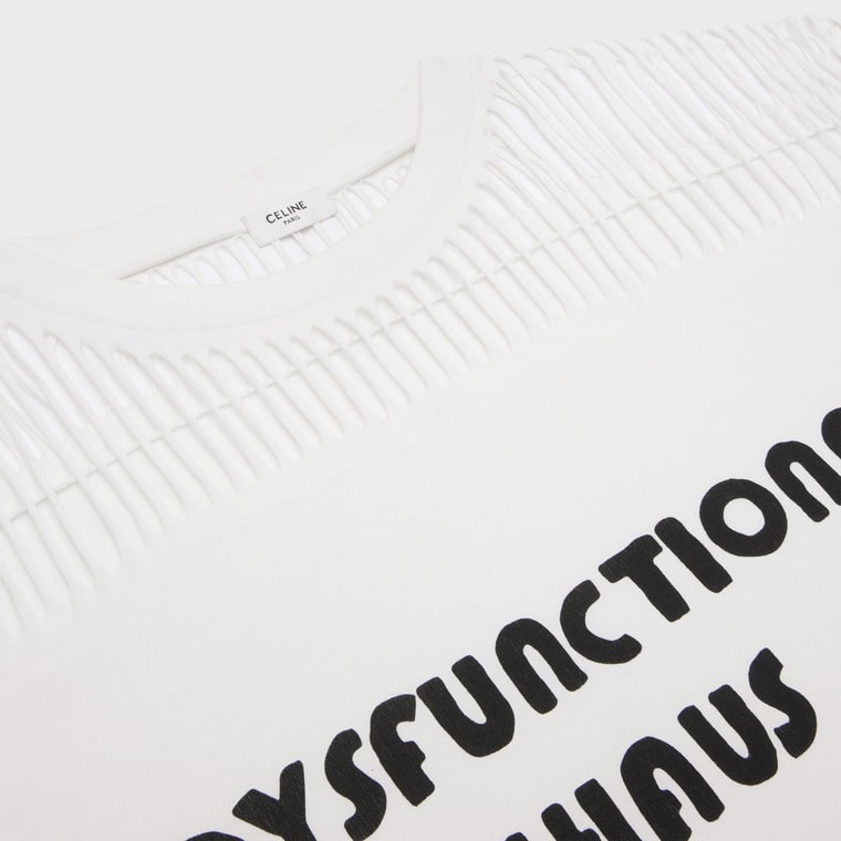 DYSFUNCTIONAL CUT T-SHIRT - COTTON JERSEY OFF WHITE/BLACK