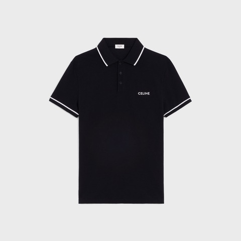 CLASSIC POLO SHIRT - COTTON PIQUE BLACK WHITE