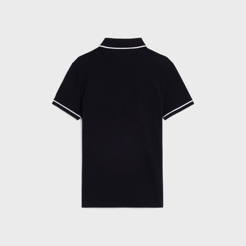 CLASSIC POLO SHIRT - COTTON PIQUE BLACK WHITE