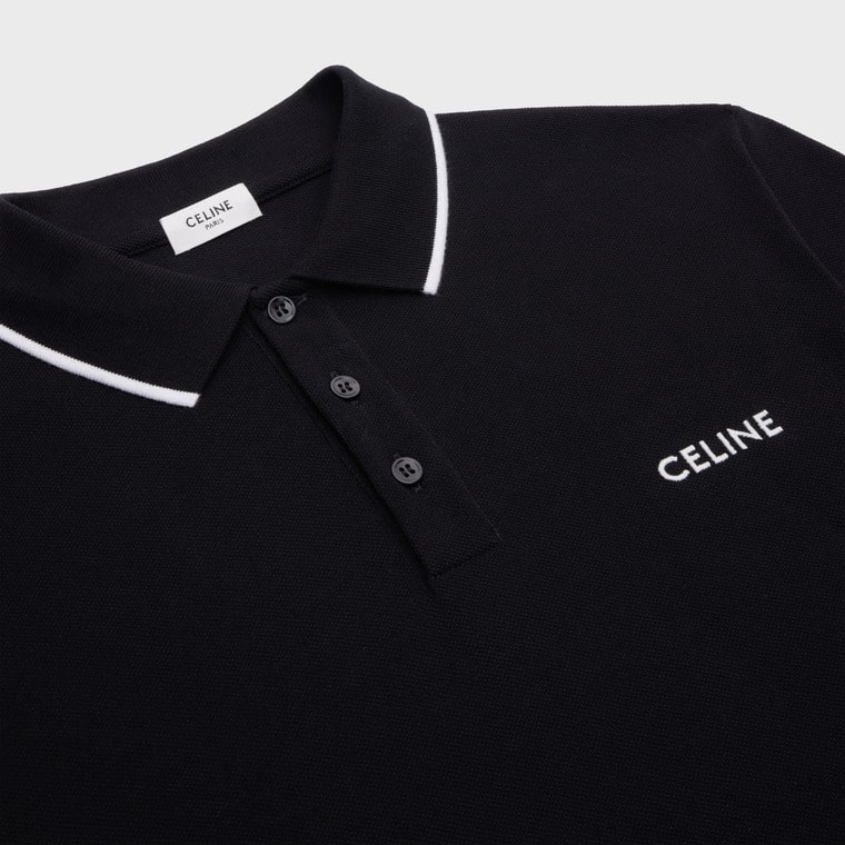 CLASSIC POLO SHIRT - COTTON PIQUE BLACK WHITE