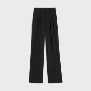 DOUBLE PLEATED TIXIE PANTS - FABRIC WOOL BLACK